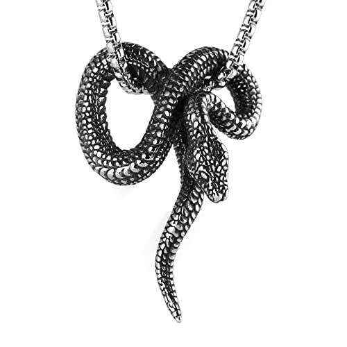 Scddboy Snake Necklace for Women,Snake Stainless Steel Pendant Chain Necklace