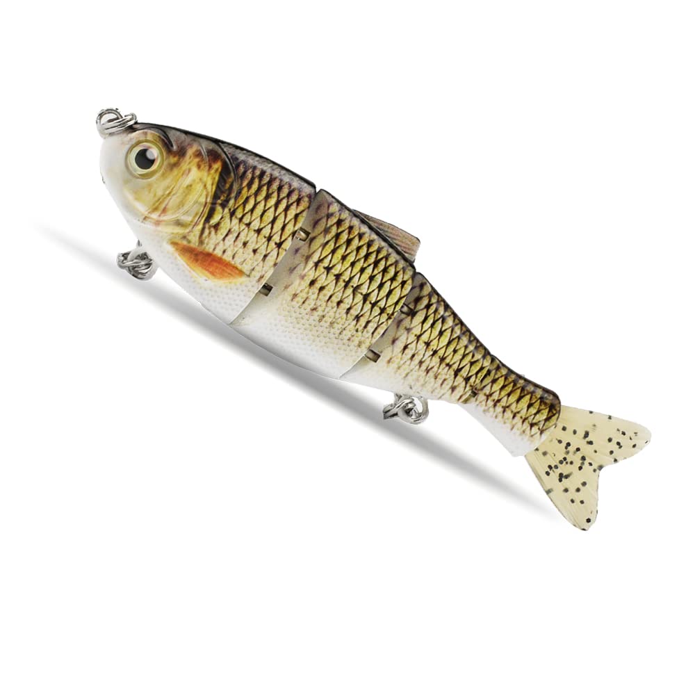 ODS Shad Swimbait Sinking Hard Fishing Lure with Soft Tail for Freshwater Saltwater (Color 1)