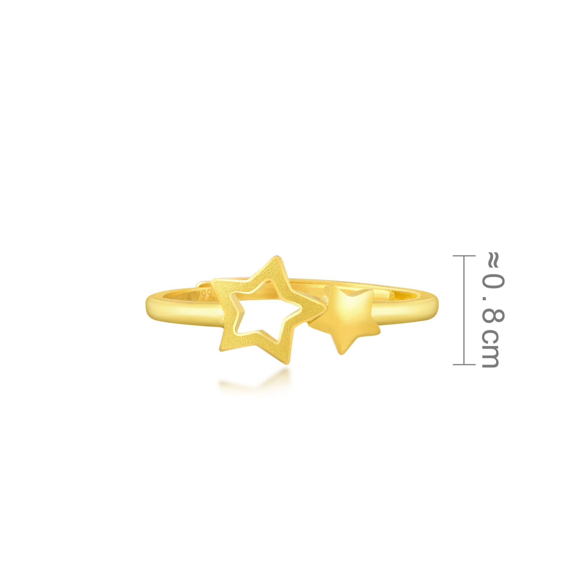 CHOW SANG SANG 999.9 24K Solid Gold Price-by-Weight 2.43g Gold Starry Ring for Women 90219R | Size: Adjustable (15-17MM)