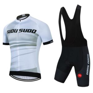 SUDUSUDO Men's Cycling Jersey Set Road Bike Shirts Short Sleeve Breathable Cycling Clothing Bib Shorts with 20D Gel Padded, Medium