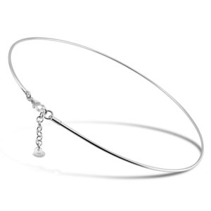 dankadi women 925 sterling silver 2mm solid dome collar necklace simple fashion golden 16 "18" 20 "+1.9 "adjustable length choker fine jewelry gifts (silver, 18 inches)