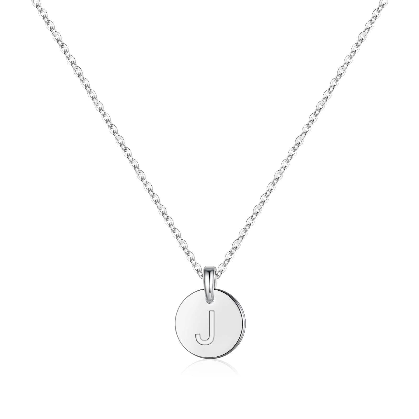 Mothers Day Birthday Gifts S925 Sterling Silver Initial Necklaces for Girls Women, Tiny Cute Initial Pendant Necklace Valentines Birthday Jewelry Gifts for Women Teen Girls, Sterling Silver, No