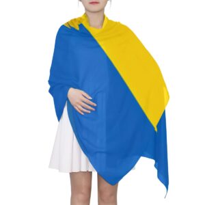 CHIFIGNO Sunflower Ukrainian Flag Long Scarf for Women Large Wrap Stole Fashion Silk Like Neck Scarf