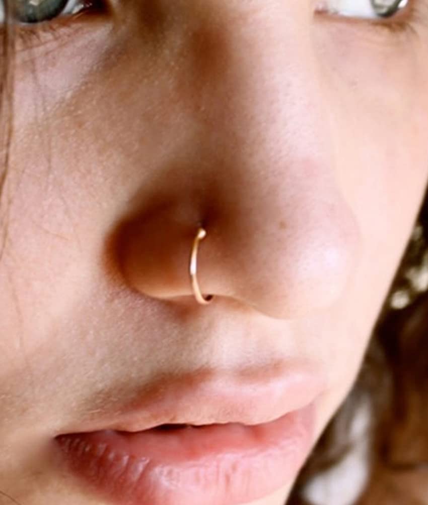 MODRSA Fake Nose Ring Hoop Fake Nose Rings for Women Men Fake Nose Piercing Fake Nose Rings Fake Double Hoop Fake Nose Ring