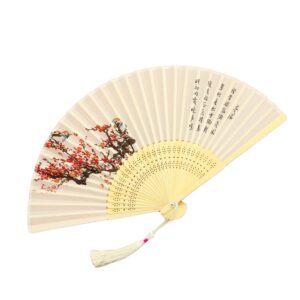 handheld fans folding fans chinese floral bamboo folding fan vintage fan four seasons pattern folding fan for decoration (color : winter)