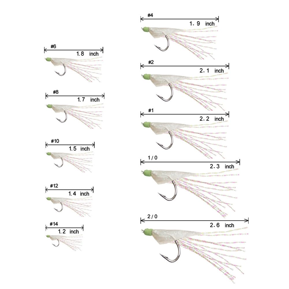 OCEAN CAT 10 Packs Rainbow Lucid Fishskin 6 Hooks Fishing Rigs with String Hooks Glow Fishing Beads High Carbon Hooks for Freshwater Saltwater Fishing Lures Bait Rig Tackle (1/0#)