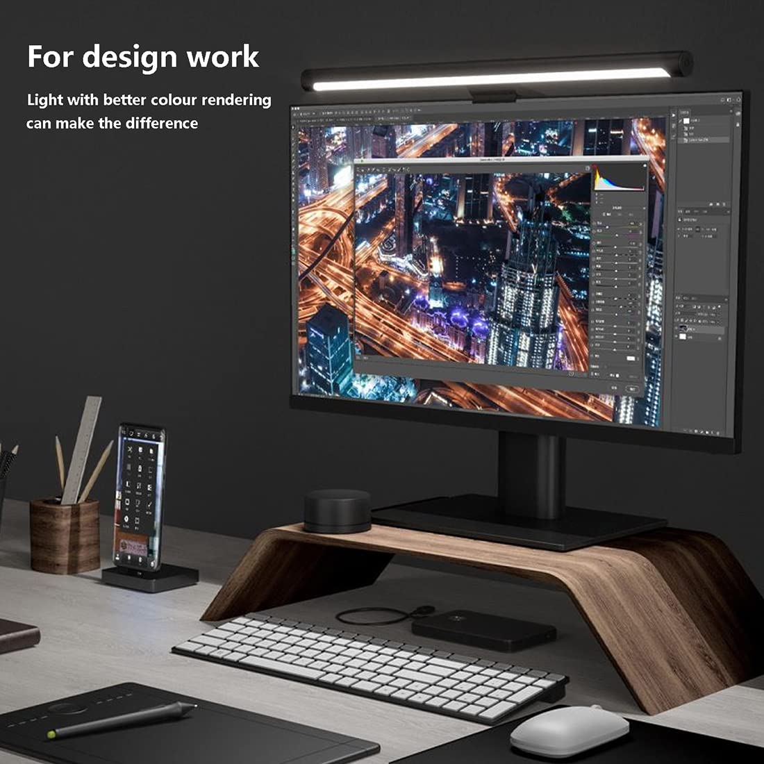 Xiaomi Mi Computer Monitor Light Bar - Wireless Control, Easy Installation, Extra Computer Lighting w/o Taking Desktop Space, No More Glare