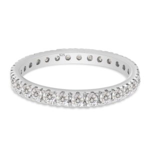 SAVEARTH DIAMONDS 4/5 ct. t.w Lab Created Moissanite Diamond Full Eternity Stackable Wedding Band Ring In 14K White Gold Over Sterling Silver Jewelry For Women (VVS1 Clarity, 0.80 Cttw)-6.5