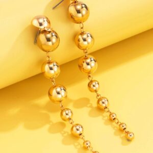 Gold Ball Dangle Earrings Link Round Ball Drop Earring for Women Statement Long Chain Ball Earrings Jewelry (Gold）