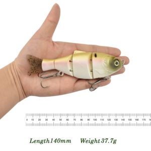 ODS Shad Swimbait Sinking Hard Fishing Lure with Soft Tail for Freshwater Saltwater (Color 1)