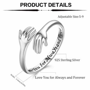 MILACOLATO S925 Sterling Silver Hug Ring for Women I Love You Forever