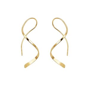 Gold Wire Chic Hoop Earrings for Women Girls