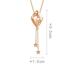 CHOW SANG SANG 18K Rose Gold (GH color, SI Clarity, Round Brilliant) Diamond Starry Kite Necklace for Women 93131N | 18.5", (47 CM)