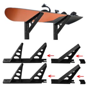 HUIMENG Snowboard Storage Rack Wall Mount Storage Holds 3 Boards Horizontal Multi Ski Wall Rack For Skis/Snowboards/Skateboards/Scooter/Hockey Sticks Ect Home and Garage Storage (OF8322)