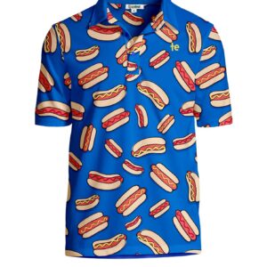 Tipsy Elves Navy Hot Dog Golf Polo for Men Size Large