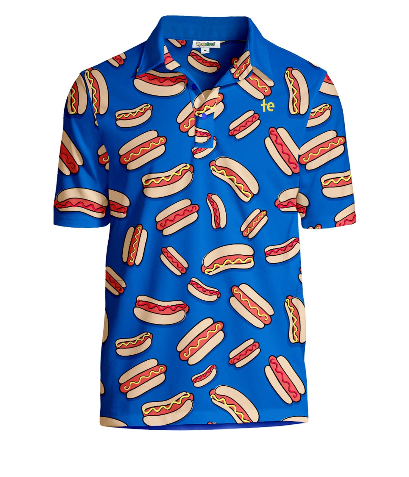 Tipsy Elves Navy Hot Dog Golf Polo for Men Size Large