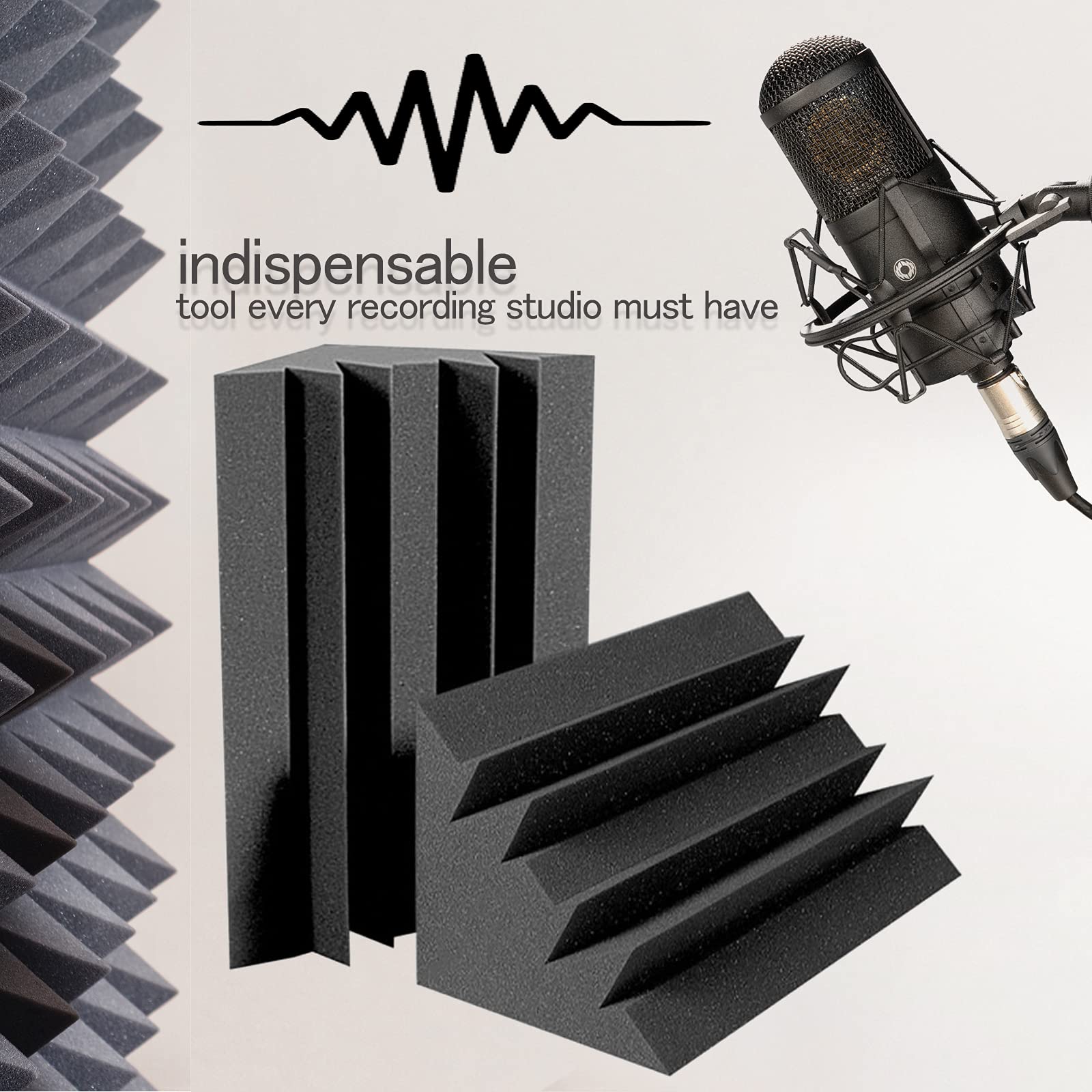 Acoustic Foam Bass Traps 8 Pack, 12" X 7" X 7" Corner Bass Trap, Sound Absorbing Foam, High Density Studio Foam