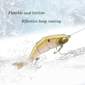 ODS Shad Swimbait Sinking Hard Fishing Lure with Soft Tail for Freshwater Saltwater (Color 1)