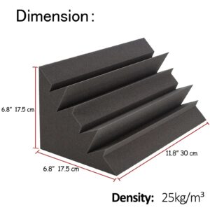 Acoustic Foam Bass Traps 8 Pack, 12" X 7" X 7" Corner Bass Trap, Sound Absorbing Foam, High Density Studio Foam