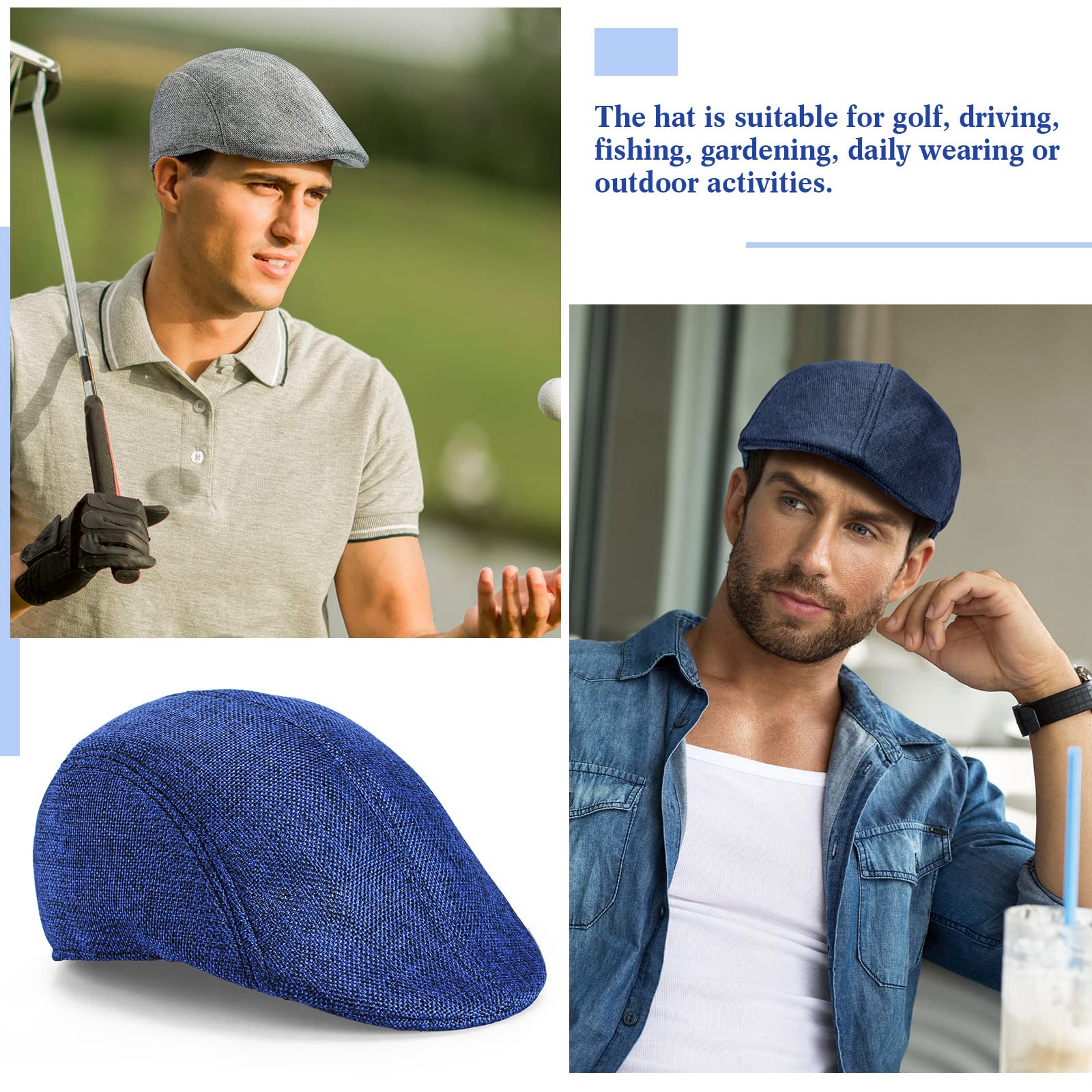 Eurzom 11 Pieces Men's Flat Cap Irish Hats Newsboy Hats for Men Cabbie Hunting Cap Weave Linen-Like Cotton Newsboy Hat 11 Colors