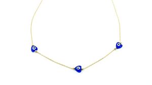 theserro evil eye pendant necklace, 18k gold plated 925 sterling silver necklace for women and teen girls with blue and white sapphire, cute delicate aesthetic necklace, 16+2 inch (gold)