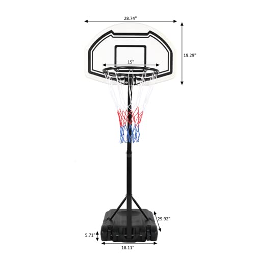 Homtoozhii Pool Basketball Hoop System Stand Backboard Adjustable 61-70 inch Portable Basketball Goal Outdoor Poolside Applicable Ball Model 7# Ball