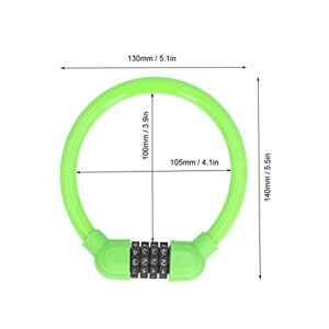 Bike Cable Lock, Wear-Resistant Bike Lock Lightweight and Portable with 4 Digit Passwords Technology for Cycling(Green)