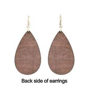 Cow Print Earrings Lightweight Leather Wood Teardrop Hook Earrings Handmade Hypoallergenic Earrings For Women Girls Dangle Drop Cow hide Western Earring White Black/Brown (White Black)