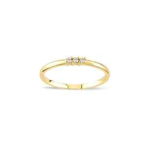 gelin 3 stone diamond ring in 14k solid gold | 14k yellow gold stackable rings, size 5