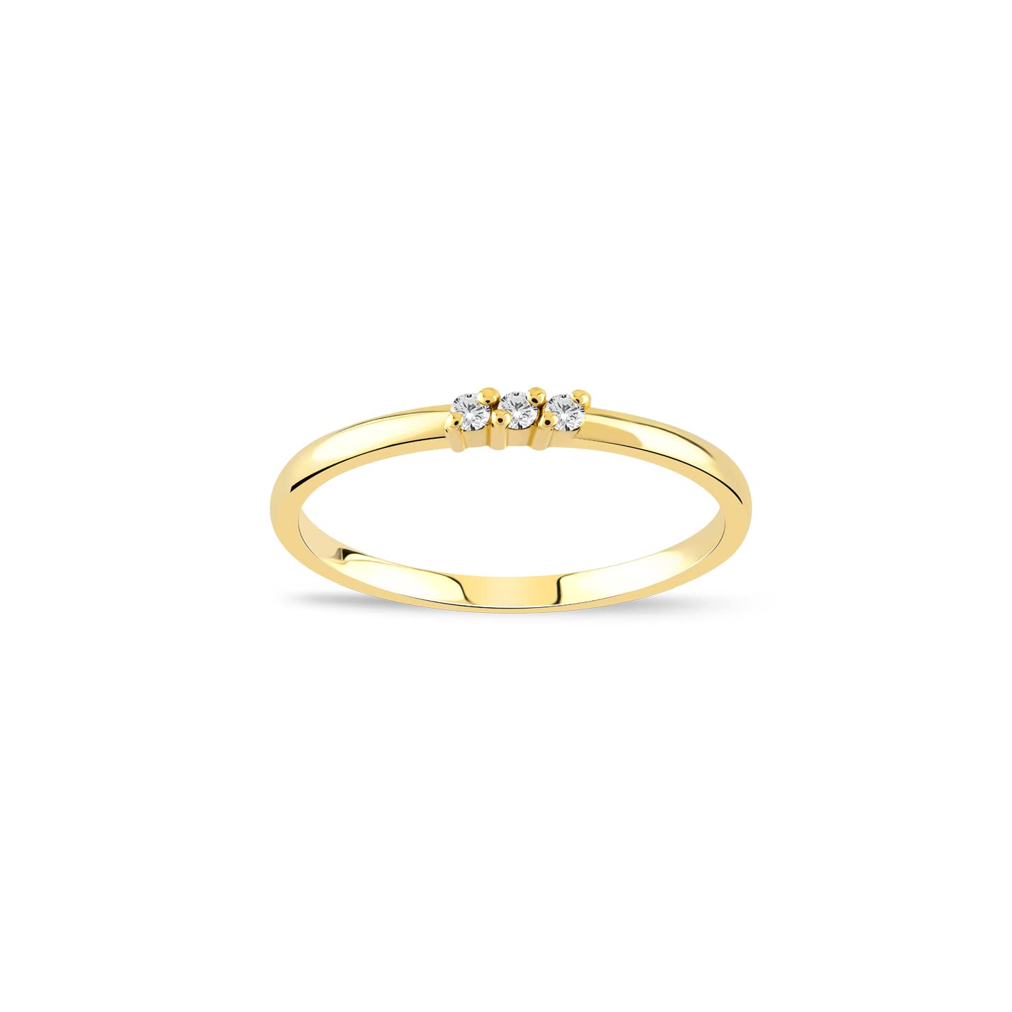 GELIN 3 Stone Diamond Ring in 14K Solid Gold | 14k Yellow Gold Stackable Rings, Size 5