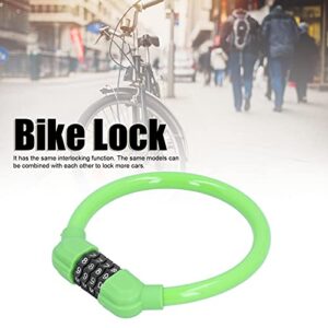 Bike Cable Lock, Wear-Resistant Bike Lock Lightweight and Portable with 4 Digit Passwords Technology for Cycling(Green)