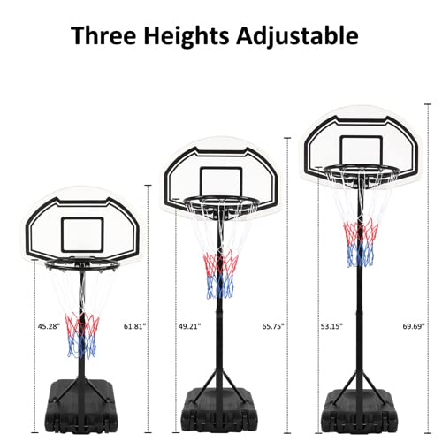 Homtoozhii Pool Basketball Hoop System Stand Backboard Adjustable 61-70 inch Portable Basketball Goal Outdoor Poolside Applicable Ball Model 7# Ball