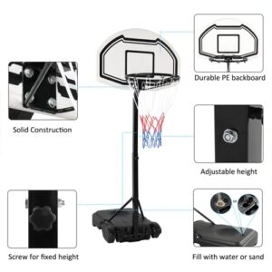 Homtoozhii Pool Basketball Hoop System Stand Backboard Adjustable 61-70 inch Portable Basketball Goal Outdoor Poolside Applicable Ball Model 7# Ball