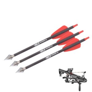 Crossbow Archery 7.5" inch R9 Crossbow Bolts Carbon Arrows 2" Red Vanes with 100grain Broadhead for Hunting Shooting Targeting 3X Pack