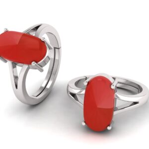 LMDPRAJAPATIS 10.50 Carat Natural Red Coral Moonga Capsul Astrological Purpose adjustable Ring Metal 925 Sterling Pure Silver With Lab Certificate