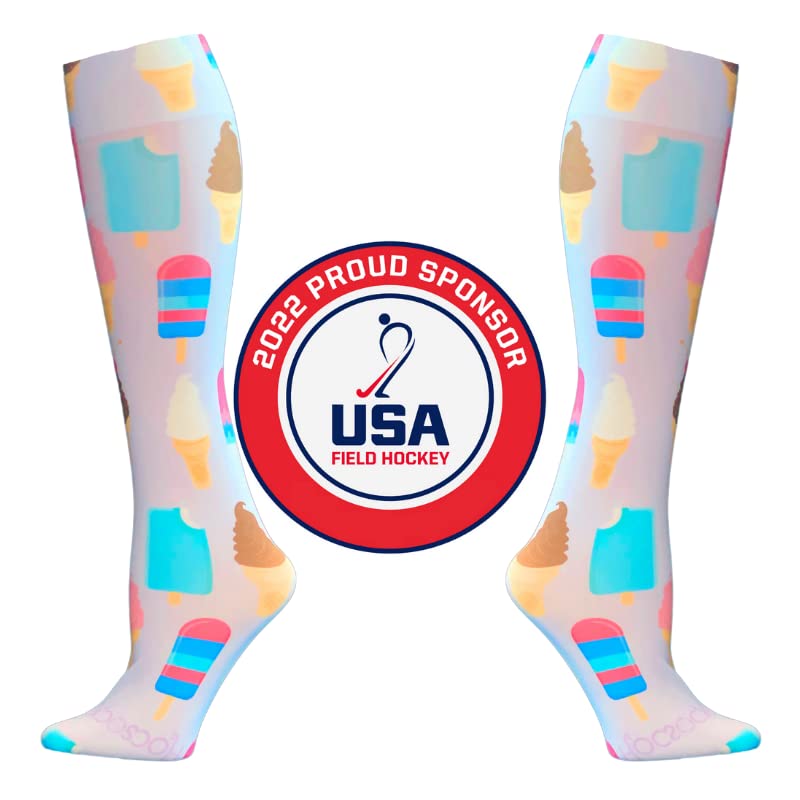 Hocsocx Ice Cream Cone Performance Liner Socks, Moisture Wicking, Rash & Blister Protection for Field & Ice Hockey, Soccer, Skiing, Hiking, Small (Youth)