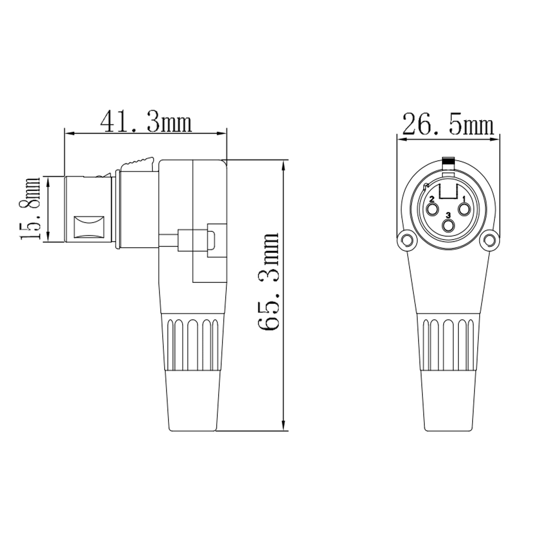 WJSTN Right-Angle Female XLR to Straight Male XLR Plug Cable, XLR Cable XLR Camera Adapter (2FT)