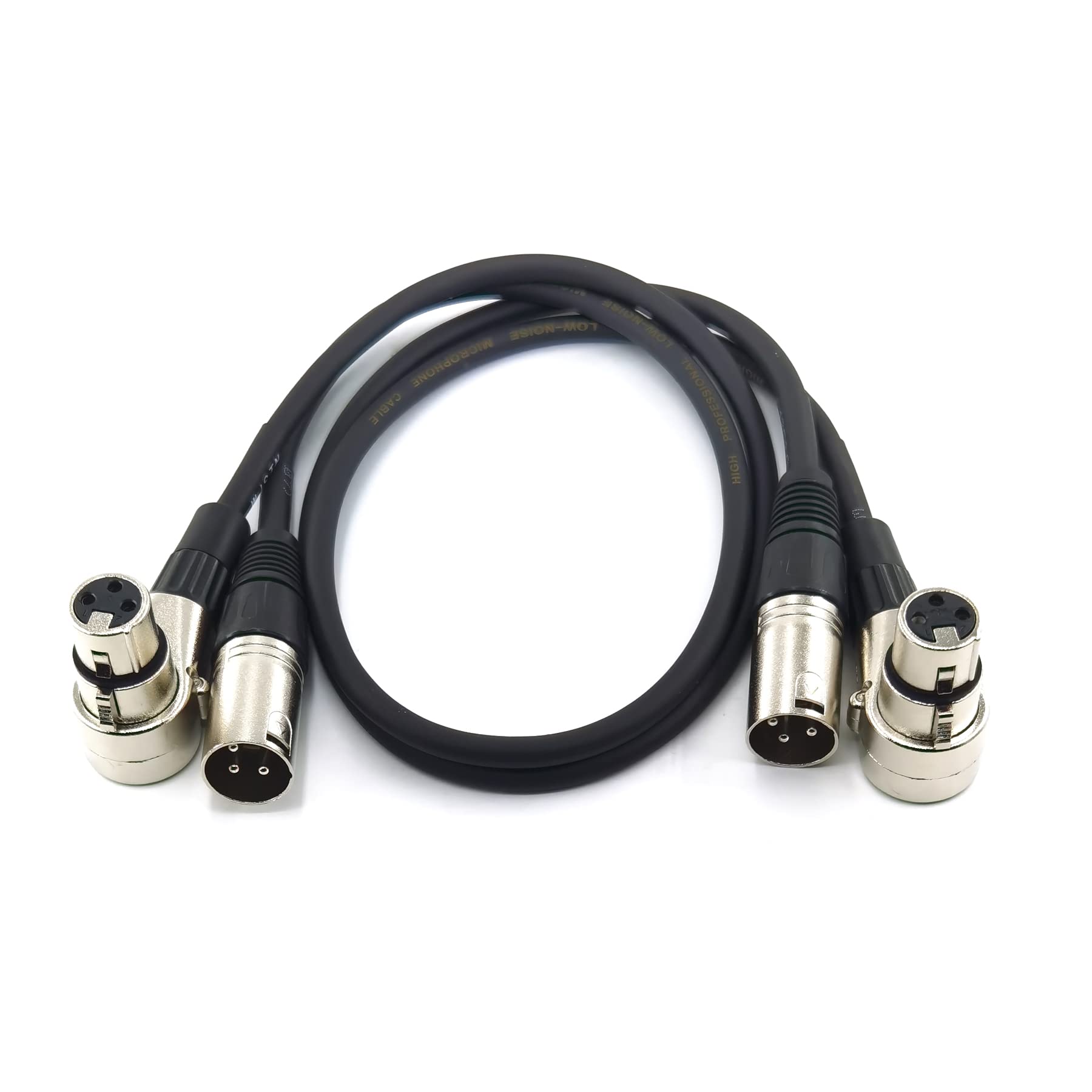 WJSTN Right-Angle Female XLR to Straight Male XLR Plug Cable, XLR Cable XLR Camera Adapter (2FT)