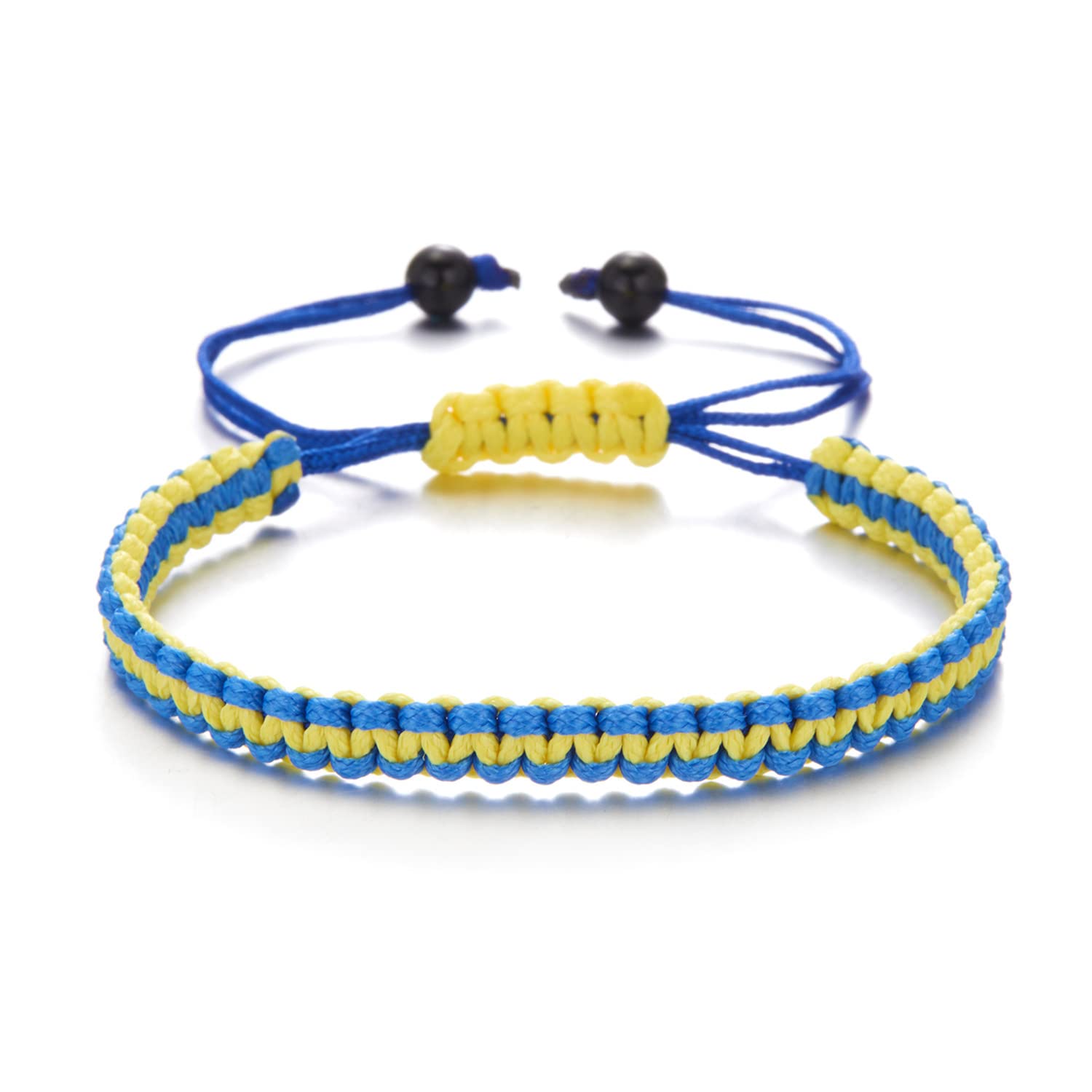 Pingyongchang 4 PCS Ukrainian Yellow Blue Bracelet Set Hand Braided Adjustable Handmade Braided Rope Bracelet String Thread Bracelets Bracelet with Natural Crystal Bracelet