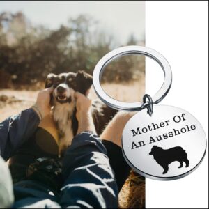 CENWA Australian Shepherd Keychain Mother Of An Ausshole Jewelry Australian Shepherd Gifts Aussie Dog Lover Gift (Of An Ausshole K)