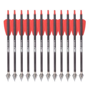 Crossbow Archery 7.5" inch R9 Crossbow Bolts Carbon Arrows 2" Red Vanes with 100grain Broadhead for Hunting Shooting Targeting 3X Pack