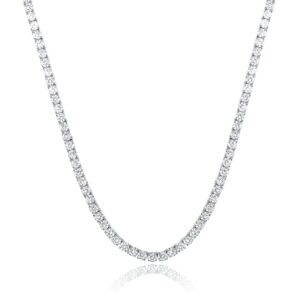 Gemsme 18K White Gold Plated 3.0mm Round Cubic Zirconia Classic Tennis Necklace For Women 18 Inch