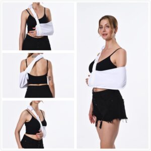 Ledhlth Breathable Arm Sling White for Broken Arm Men Women Youth Sling for Shoulder Injury Soft Adults Sling for Torn Rotator Cuff Comfortable Elbow Wrist Sling for Dislocated Shoulder