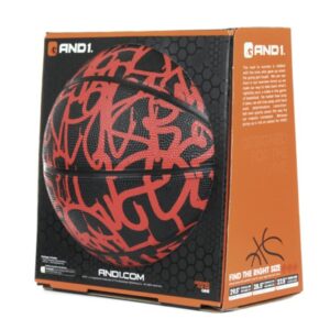 AND1 Fantom Graffiti Rubber Basketball: Official Regulation Size 7 (29.5 inches) Rubber Basketball - Deep Channel Construction Streetball, Made for Indoor Outdoor Basketball Games