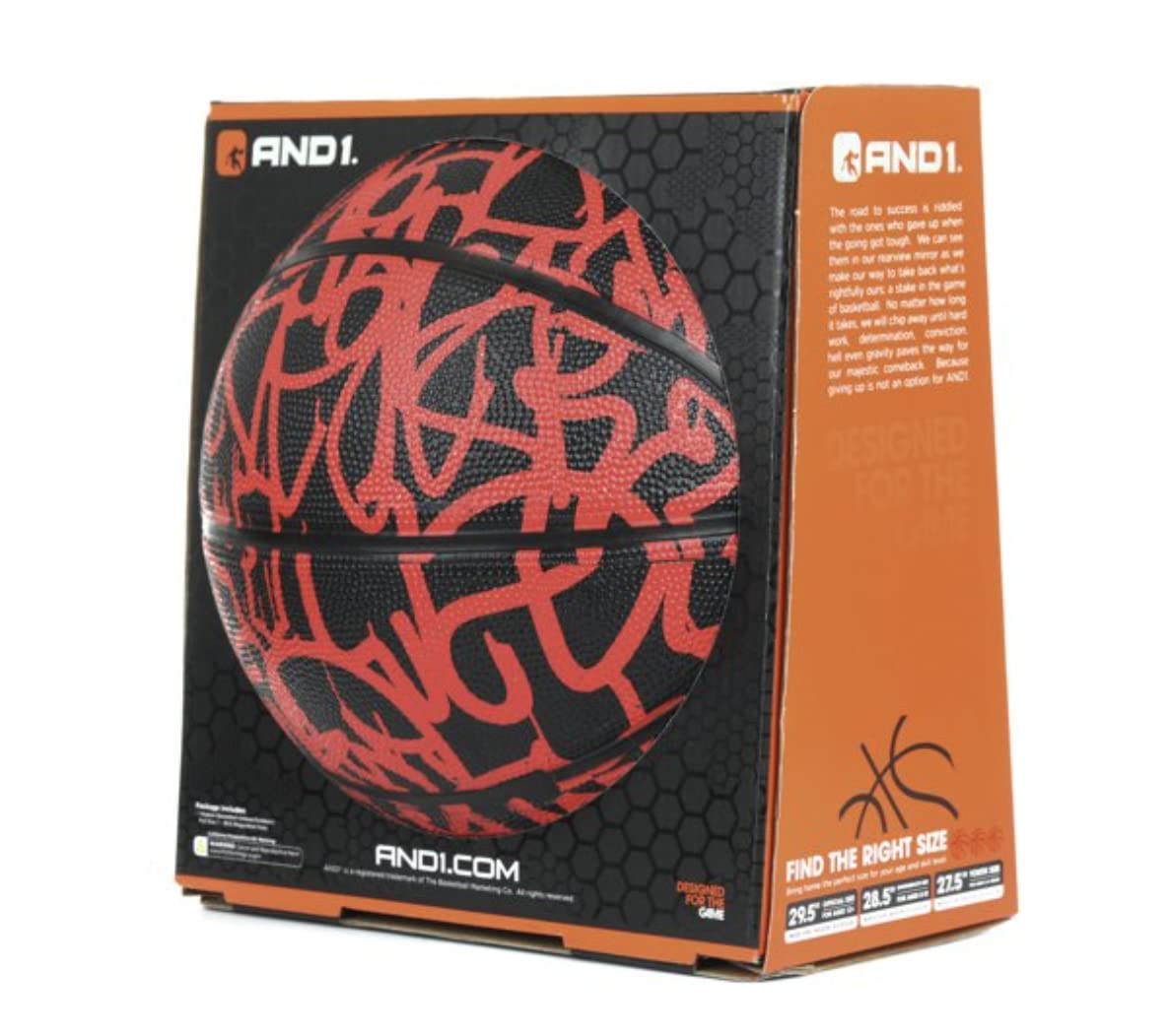 AND1 Fantom Graffiti Rubber Basketball: Official Regulation Size 7 (29.5 inches) Rubber Basketball - Deep Channel Construction Streetball, Made for Indoor Outdoor Basketball Games