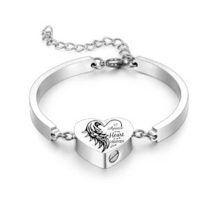 Yinplsmemory Cremation Jewelry Heart Urn Bracelet for Ashes for Women Men Adjustable Urn Cuff Bracelet for Human Pet Ashes Keepsake Memorial Jewelry