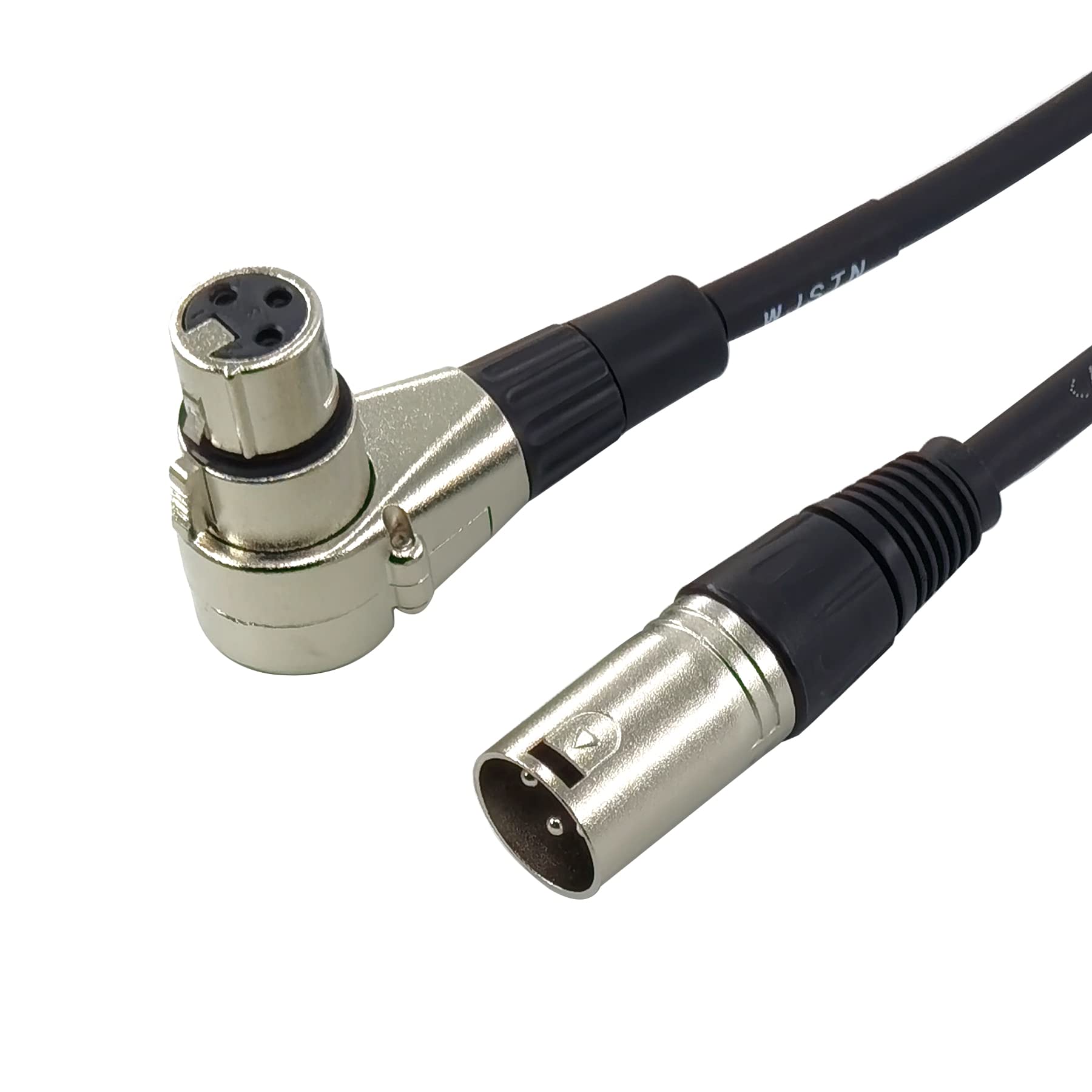 WJSTN Right-Angle Female XLR to Straight Male XLR Plug Cable, XLR Cable XLR Camera Adapter (2FT)