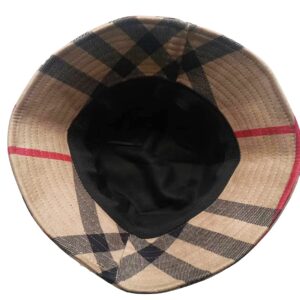 RUINUO Plaid Bucket Hat Women Soft Sun Hat for Spring Summer Autumn Winter Travel Velvet Tartan Packable Bucket Hats Kaki