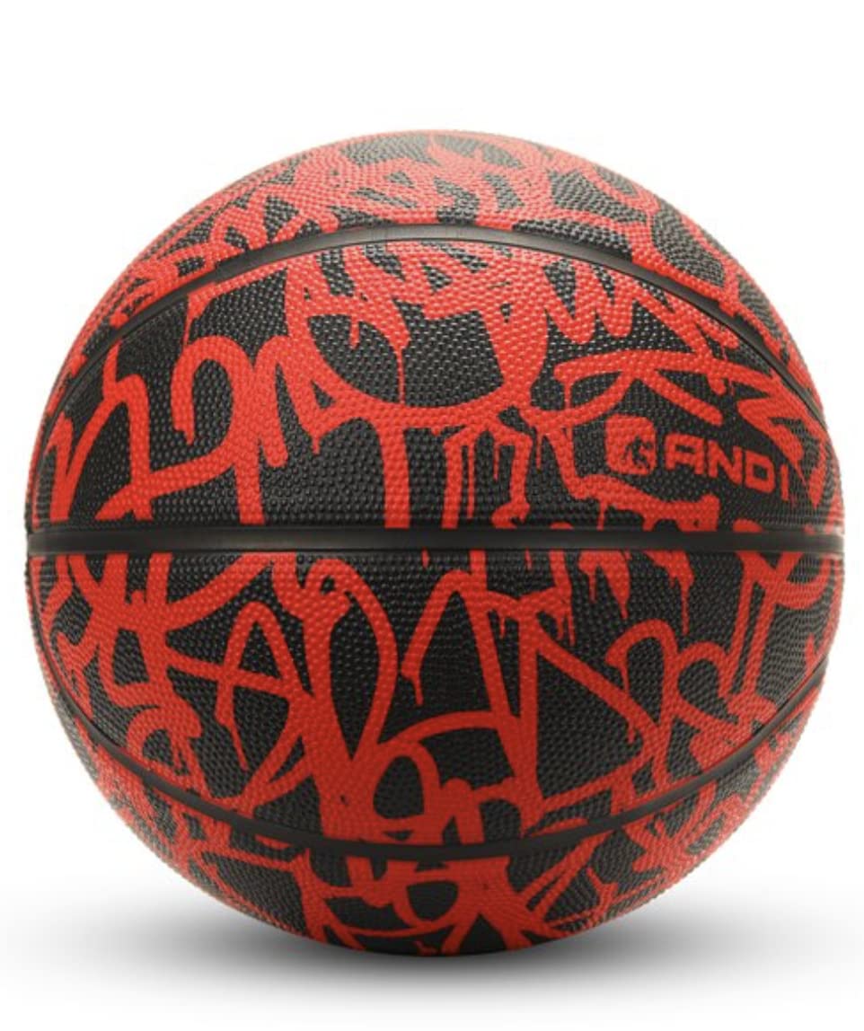 AND1 Fantom Graffiti Rubber Basketball: Official Regulation Size 7 (29.5 inches) Rubber Basketball - Deep Channel Construction Streetball, Made for Indoor Outdoor Basketball Games