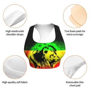 BBggyh Jamaican Lion Flag Women's Seamless Sports Bras Comfortable Yoga Bra Fitness Crop Tops Workout Tank Top - Small